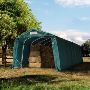 Toolport Farm storage tent 3.3x9.6m, PVC 800, dark green, concrete - (99550)
