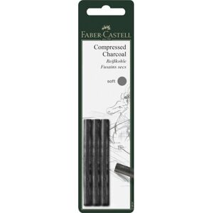Faber Castell Pack of 3 Compressed PITT Charcoal Sticks, Intensive Black, Soft Faber Castell Pack of 3 Compressed PITT Charcoal Sticks, Intensive Black, Soft