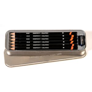 Derwent Graphic Graphite Drawing Pencils, Set of 6 with Sharpener, Professional Derwent Graphic Graphite Drawing Pencils, Set of 6 with Sharpener, Professional