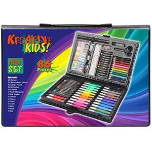 Kandy Toys Children's 86 Piece Art Set In Carry Case Crayons Pens Pencils Paints Oil Kandy Toys Children's 86 Piece Art Set In Carry Case Crayons Pens Pencils Paints Oil