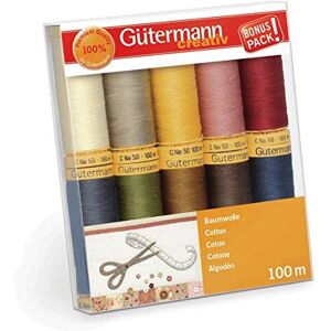 Gütermann Gutermann 734521-3 Thread Set Natural Cotton 50 100m/10 reels, Multi-Colour Gütermann Gutermann 734521-3 Thread Set Natural Cotton 50 100m/10 reels, Multi-Colour