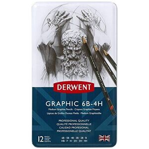 Derwent34214 Graphic Medium Graphite Drawing Pencils, Set of 12, Professional Qu Derwent34214 Graphic Medium Graphite Drawing Pencils, Set of 12, Professional Qu