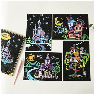 Unbranded (House?4 paintings?) Colorful Scratch Art Paper Magic Painting Paper with Drawin Unbranded (House?4 paintings?) Colorful Scratch Art Paper Magic Painting Paper with Drawin