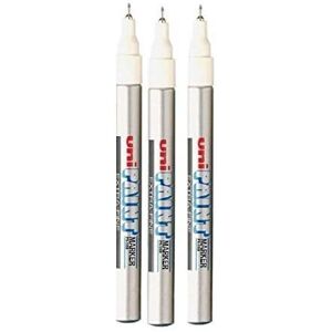 Uni-Ball Uni Coloured Extra Fine (0.8mm) PX-203 Silver Oil Paint Marker Pen Metal Glass W Uni-Ball Uni Coloured Extra Fine (0.8mm) PX-203 Silver Oil Paint Marker Pen Metal Glass W