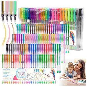 Bajotien 100 Colours Glitter Gel Pen Set Neon Glitter Colouring Pens Art Marker for Adult Bajotien 100 Colours Glitter Gel Pen Set Neon Glitter Colouring Pens Art Marker for Adult