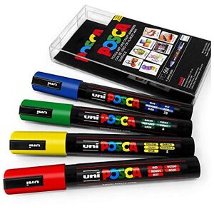 Uni-Ball Uni POSCA - PC-5M Art Paint Markers - Set of 4 - in Plastic Wallet - Primary Ton Uni-Ball Uni POSCA - PC-5M Art Paint Markers - Set of 4 - in Plastic Wallet - Primary Ton