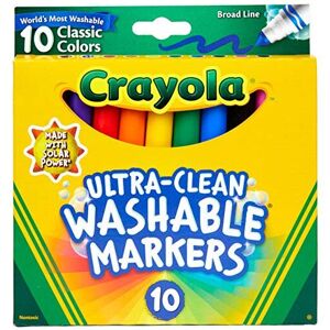 CRAYOLA 10 Ct Ultraclean Broad Line Washable Markers, Color Max CRAYOLA 10 Ct Ultraclean Broad Line Washable Markers, Color Max