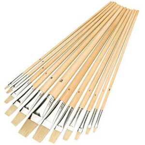 Loops 12 Piece Paintbrush Set 1mm 12m Flat Tipped Pure Bristle Brush Artists Crafts Loops 12 Piece Paintbrush Set 1mm 12m Flat Tipped Pure Bristle Brush Artists Crafts