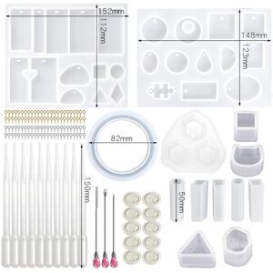 GreenZech 135Pcs/Set Silicone Resin Casting Mold Epoxy Set Jewelry Pendant Mould Tool Craf GreenZech 135Pcs/Set Silicone Resin Casting Mold Epoxy Set Jewelry Pendant Mould Tool Craf