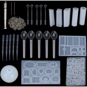 GreenZech 77Pcs/Set Crystal Epoxy Resin Silicone Pendant Casting Mould Kit Transparent Jew GreenZech 77Pcs/Set Crystal Epoxy Resin Silicone Pendant Casting Mould Kit Transparent Jew