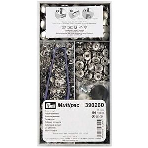 Prym 390260 Non-sew Fasteners Anorak Brass 15 mm Silver col, silberfarbig, 100 S Prym 390260 Non-sew Fasteners Anorak Brass 15 mm Silver col, silberfarbig, 100 S