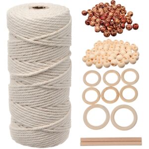 GreenZech (B) DIY Craft Cord Yarn Natural Cotton Wooden Bead Kit Tapestry Macrame Wall Han GreenZech (B) DIY Craft Cord Yarn Natural Cotton Wooden Bead Kit Tapestry Macrame Wall Han