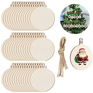 TOKERD 100 Pcs Round Wooden Baubles Hanging Craft Wood Slice Natural Christmas W TOKERD 100 Pcs Round Wooden Baubles Hanging Craft Wood Slice Natural Christmas W