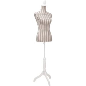 vidaXL Ladies Bust Display Mannequin Linen with Stripes Dressmaker Cloth Model vidaXL Ladies Bust Display Mannequin Linen with Stripes Dressmaker Cloth Model