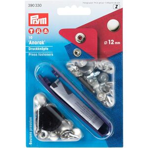 Prym 12 mm Anorak Non-Sew Fasteners, Pack of 10, Silver Prym 12 mm Anorak Non-Sew Fasteners, Pack of 10, Silver