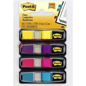 3M MMM6834AB-3 0.5 x 1.75 in. Post-It Flags in Dispensers, Bright - Medium - 4 P 3M MMM6834AB-3 0.5 x 1.75 in. Post-It Flags in Dispensers, Bright - Medium - 4 P