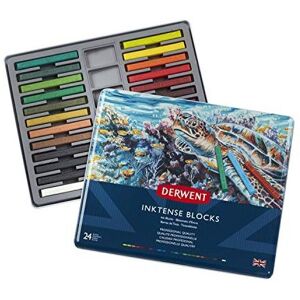 Derwent Inktense Blocks 24 Tin Set of 24 WaterColours 8mm BlockWaterSoluble Ideal for Dr Derwent Inktense Blocks 24 Tin Set of 24 WaterColours 8mm BlockWaterSoluble Ideal for Dr