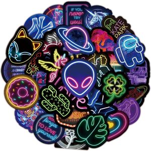 Mascot 100Pcs Cool Neon Light Stickers for Kids Teens Adults, Trendy Graffiti Waterproo Mascot 100Pcs Cool Neon Light Stickers for Kids Teens Adults, Trendy Graffiti Waterproo