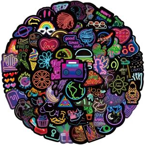 Mascot 100 Pcs Cool Neon Light Stickers for Teens Trendy Graffiti Waterproof Vinyl Neo Mascot 100 Pcs Cool Neon Light Stickers for Teens Trendy Graffiti Waterproof Vinyl Neo