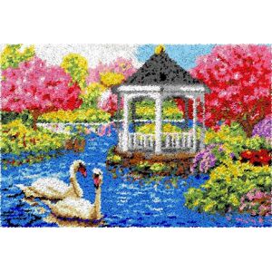 LovelyLust.com (87x61cm, Printed Canvas) Rug Making Latch Hooking Kit Swans and Gazebo LovelyLust.com (87x61cm, Printed Canvas) Rug Making Latch Hooking Kit Swans and Gazebo