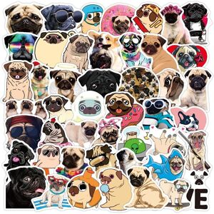 Tianfu Pug Dogs stickers -50 packs of cute Pug stickers, waterproof golden fur stickers Tianfu Pug Dogs stickers -50 packs of cute Pug stickers, waterproof golden fur stickers