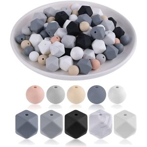 Unbranded 100pcs Round And Hexagon Silicone Beads, Silicone Beads Bulk Making Kit For Jewe Unbranded 100pcs Round And Hexagon Silicone Beads, Silicone Beads Bulk Making Kit For Jewe