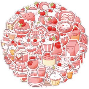 Tianfu 60Pcs sweet and delicious dessert cupcake sticker is suitable for kettle, notebo Tianfu 60Pcs sweet and delicious dessert cupcake sticker is suitable for kettle, notebo
