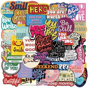 Tianfu 50pcs Slogan Stickers Doodle PVC Waterproof Stickers Cute Funny Trendy Decals St Tianfu 50pcs Slogan Stickers Doodle PVC Waterproof Stickers Cute Funny Trendy Decals St