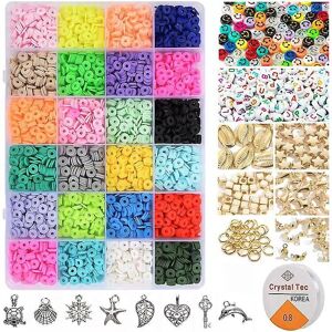 Unbranded 3000pcs Clay Beads For Jewelry Making Kit,24 Colors Spacer Heishi Beads Flat Rou Unbranded 3000pcs Clay Beads For Jewelry Making Kit,24 Colors Spacer Heishi Beads Flat Rou
