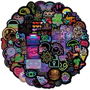 TIANCI 100 Pcs Cute Neon Style Stickers for Kids Waterproof Vinyl Stickers for Hydrofla TIANCI 100 Pcs Cute Neon Style Stickers for Kids Waterproof Vinyl Stickers for Hydrofla