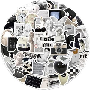 TIANCI Aesthetic VSCO Stickers for Water Bottles,Black and White Simple Vinyl Sticker f TIANCI Aesthetic VSCO Stickers for Water Bottles,Black and White Simple Vinyl Sticker f