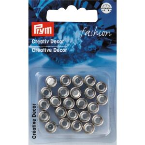 Prym Round Diamante Studs Silver - per pack of 24 Prym Round Diamante Studs Silver - per pack of 24