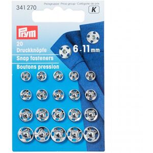 Prym Sew On Metal Snap Fasteners Silver - per pack of 20 Prym Sew On Metal Snap Fasteners Silver - per pack of 20