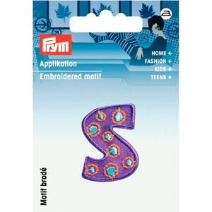Prym Kids Letter Patch Motif Letter S - Lilac & Multicoloured - each Prym Kids Letter Patch Motif Letter S - Lilac & Multicoloured - each