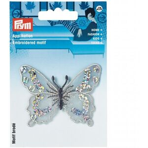 Prym Butterfly Patch - Embroidered Silver Butterfly - Dressmaking Accessory Prym Butterfly Patch - Embroidered Silver Butterfly - Dressmaking Accessory