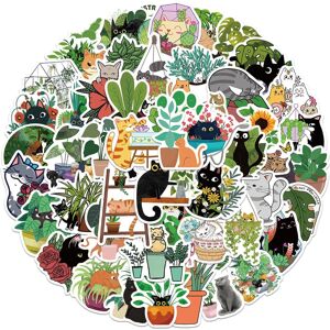 TIANCI 50 PCS Cat and Plant Stickers for Water Bottles,Cute Vinyl Waterproof Laptop Ska TIANCI 50 PCS Cat and Plant Stickers for Water Bottles,Cute Vinyl Waterproof Laptop Ska