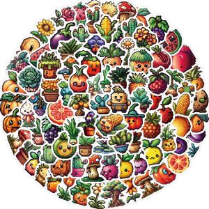 TIANCI 100pcs Pixel Fruits Vegetables Stickers, Cute Funny Cartoon Art Waterproof Vinyl TIANCI 100pcs Pixel Fruits Vegetables Stickers, Cute Funny Cartoon Art Waterproof Vinyl