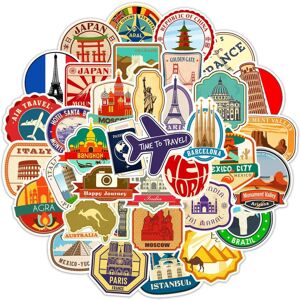 TIANCI 50 Pack Travel Around The World Stickers Vinyl Laptop ,Waterproof Travel Map Sti TIANCI 50 Pack Travel Around The World Stickers Vinyl Laptop ,Waterproof Travel Map Sti
