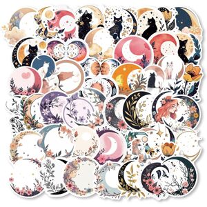 TIANCI Moon Stickers 50 Pcs, Cat Flower Plant Astrology Stars Celestial Vinyl Waterproo TIANCI Moon Stickers 50 Pcs, Cat Flower Plant Astrology Stars Celestial Vinyl Waterproo