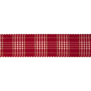 Berisfords Rustic Plaid Ribbon Red - 4cm - per metre Berisfords Rustic Plaid Ribbon Red - 4cm - per metre