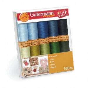 Gütermann Gutermann Natural Cotton Thread Set - Cool Shades, 10 x 100m Mercerized Cotton C Gütermann Gutermann Natural Cotton Thread Set - Cool Shades, 10 x 100m Mercerized Cotton C