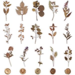 TIANCI 40pcs retro autumn leaves wax sealed vinyl sticker waterproof and transparent fo TIANCI 40pcs retro autumn leaves wax sealed vinyl sticker waterproof and transparent fo