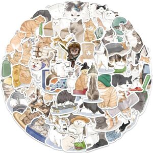 TIANCI 53Pcs Cute Cartoon Cat Stickers for Kids,Kawaii Animal Kitten Decal Stickers Wat TIANCI 53Pcs Cute Cartoon Cat Stickers for Kids,Kawaii Animal Kitten Decal Stickers Wat