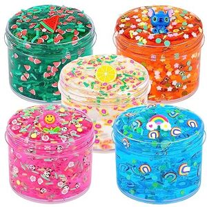 Kaoerdce Crystal Slime Kit, 5 Pack Crunchy Clear Glitter Slime Party Favor Gifts, Stress Kaoerdce Crystal Slime Kit, 5 Pack Crunchy Clear Glitter Slime Party Favor Gifts, Stress