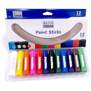 Major Brushes Set Of 12 Coloured Paint Sticks Kids Art Craft Fast Drying Painting Set Major Brushes Set Of 12 Coloured Paint Sticks Kids Art Craft Fast Drying Painting Set