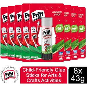 Pritt Child-Friendly Glue Sticks for Arts & Crafts 43g, 8 Sticks Pritt Child-Friendly Glue Sticks for Arts & Crafts 43g, 8 Sticks
