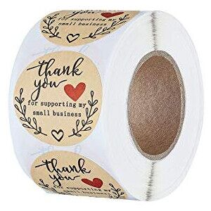 Unbranded 1" Brown Kraft Thank You Stickers Roll - 500 pcs - 1" Round Labels for Small Bus Unbranded 1" Brown Kraft Thank You Stickers Roll - 500 pcs - 1" Round Labels for Small Bus