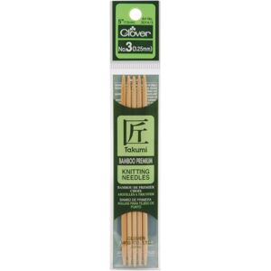 Clover Takumi Bamboo Double Point Knitting Needles 5" 5/Pkg-Size 3/3.25mm 3014-3 Clover Takumi Bamboo Double Point Knitting Needles 5" 5/Pkg-Size 3/3.25mm 3014-3