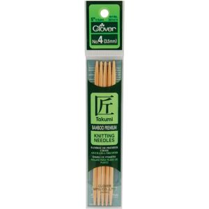 Clover Takumi Bamboo Double Point Knitting Needles 5" 5/Pkg-Size 4/3.5mm 3014-4 Clover Takumi Bamboo Double Point Knitting Needles 5" 5/Pkg-Size 4/3.5mm 3014-4
