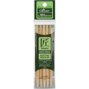 Clover Takumi Bamboo Double Point Knitting Needles 5" 5/Pkg-Size 10.5/6.5mm 3014-105 Clover Takumi Bamboo Double Point Knitting Needles 5" 5/Pkg-Size 10.5/6.5mm 3014-105
